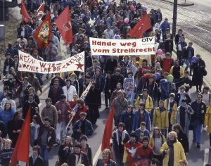 Dortmund. DGB demonstration against amendment of §116 on the right to strike on 8