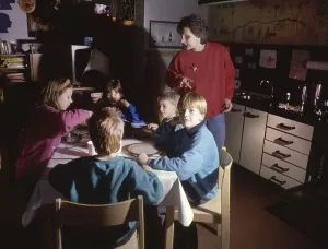 Dortmund. Kindergarten with care for children of age (pre-school) and pupils with chores in 1990