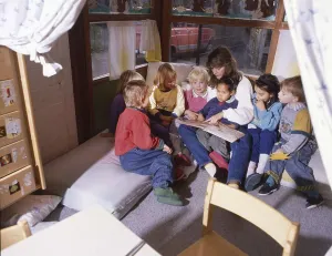 Dortmund. Kindergarten with care for children of age (pre-school) and pupils with chores in 1990
