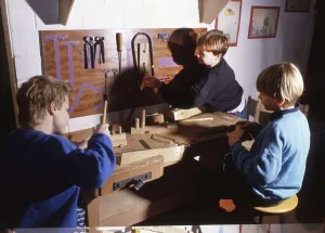 Dortmund. Kindergarten with care for children of age (pre-school) and pupils with chores in 1990