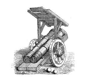 Double bombard with roof, cannon
