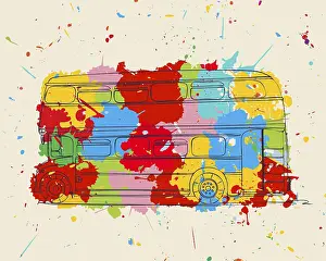Double decker sketch over colored splats