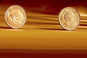 Double pair Indian currency five rupees coin front side