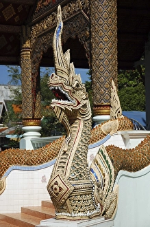 Category Buddhism Prints: Dragon sculpture, Wat Phra Singh