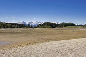 Drained Forggensee, empty, reservoir