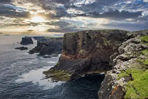 The dramatic cliffs under the Eshaness Lighthouse; Shetland islands