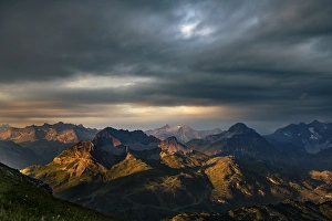 Dramatic light and cloud atmosphere over Allgaeu and Lechtal Alps