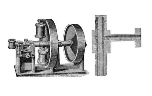 Drawing of an American rotary cylinder steam engine