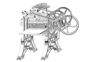 Drawing of a paper cutting machine by T