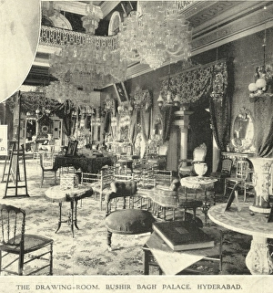 The drawing room, Bushir Bagh palace, 10th February 1906, Hyderabad, Andhra Pradesh, India, Asia