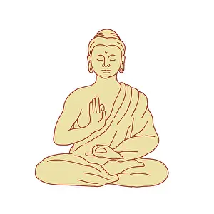 Framed Print : Drawing sketch style illustration of Gautama Buddha