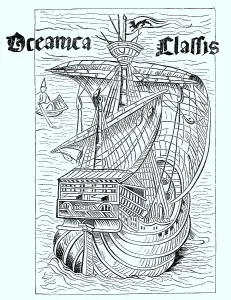 Drawing of a Spanish ship from the time of the discovery of America around 1492