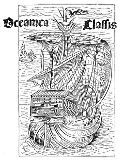Drawing of a Spanish ship from the time of the discovery of America around 1492