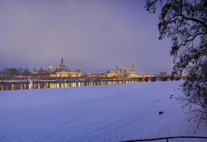 Dresden silhouette in winter