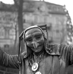 Dressed up man, carnival, around 1950