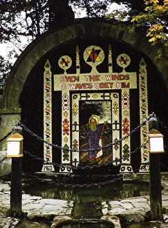 Well dressing, Tissington, Peak District, Derbyshire, England, UK 1962