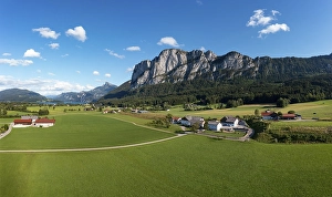Category Mountain Landscapes Prints: Drone image, Drachenwand with Schafberg in Mondseeland
