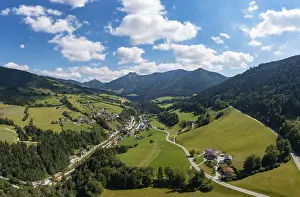 Drone image, view of Gaissau, Osterhorn Group