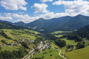 Drone image, view of Gaissau, Osterhorn Group