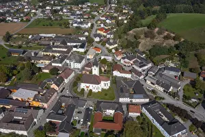 Drone image, view of Saxen, Machland