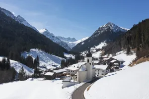 Drone image, view of the village with parish church