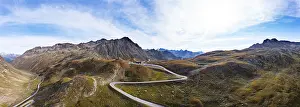 Category Mountain Landscapes Prints: Drone photo, view of the pass summit of the Timmelsjoch High Alpine Road