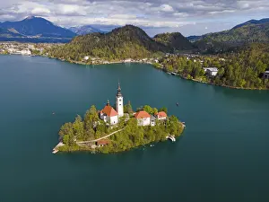 Drone shot, Bled Island with St