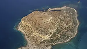 Drone shot, entire island of Tigani
