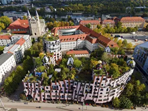 Drone shot, Green Citadel, Hundertwasser House