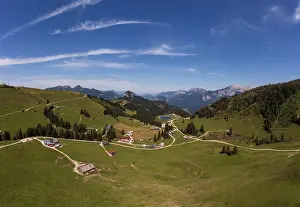 Drone shot, Hochalm, Loferer Alm with view to the Reiteralpe
