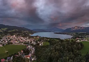 Drone shot, panorama, evening mood