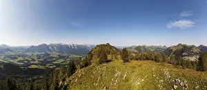 Drone shot, summit of the Einberg with a view of the Lammertal and Tennengebirge mountains