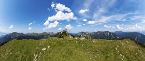 Category Mountain Landscapes Prints: Drone shot, At the summit of Hochbuehel with view to Hochwieskopf
