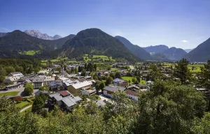 Drone shot, view of Lofer, Saalachtal