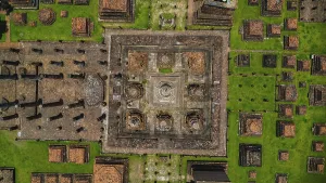 Drone view of an ancient temple complex in Thailand