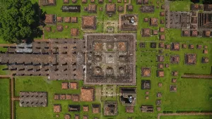 Drone view of an ancient temple complex in Thailand
