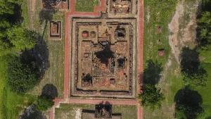 Drone view of an ancient temple complex in Thailand