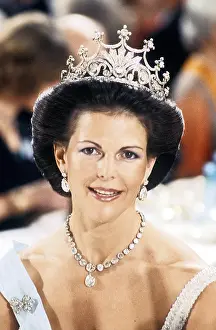 Drottning Silvia pa Nobelbanketten i Stadshuset 1982 Queen Silvia of Sweden<br> Drottning Silvia p