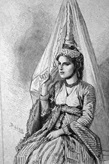 Druze woman from Israel, historical illustration