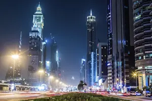 DUBAI, UAE - JANUARY 10: View of Sheikh Zayed Road skyscrapers in Dubai