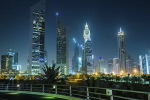 DUBAI, UAE - JANUARY 10: View of Sheikh Zayed Road skyscrapers in Dubai