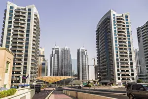 DUBAI, UAE - NOVEMBER 13: Modern buildings in Dubai Marina