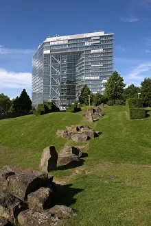 Duesseldorf, city gate with state chancellery