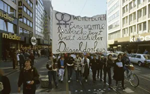 Duesseldorf. Women's demo. Lesbian group. 1981