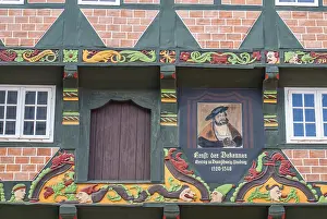 Duke Ernst the Confessor as portrait at the half-timbered house