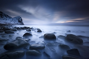 Category Scandinavia Prints: Dusk on the beach of Unstad, Lofoten
