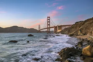 dusk at Golden Gate Bridge, Marshall's Beach