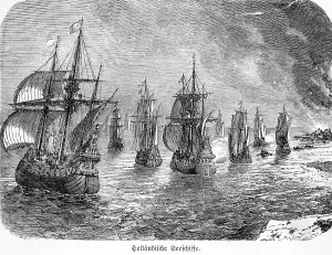 Dutch warships, sea, fleet, sailing