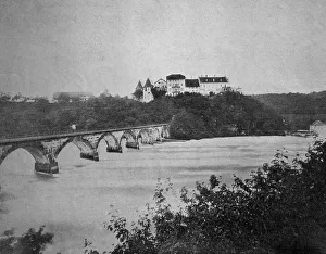 Early autotype of the Chateau de Laufen or Laufen Castle
