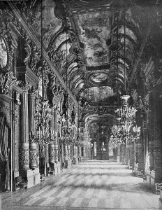 Early autotype of the foyer of the Paris Opera